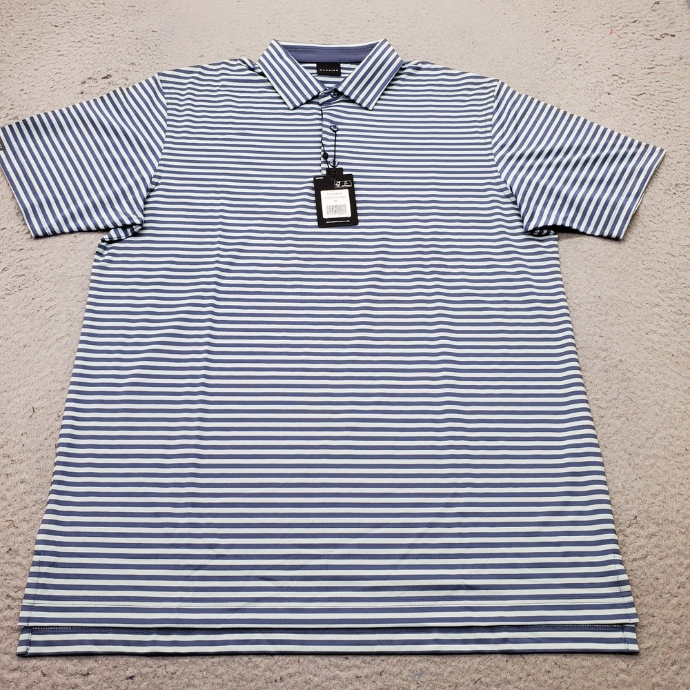 Dunning Indigo Golf Polo Mens M Blue Striped Performance Stretch D7F24K109